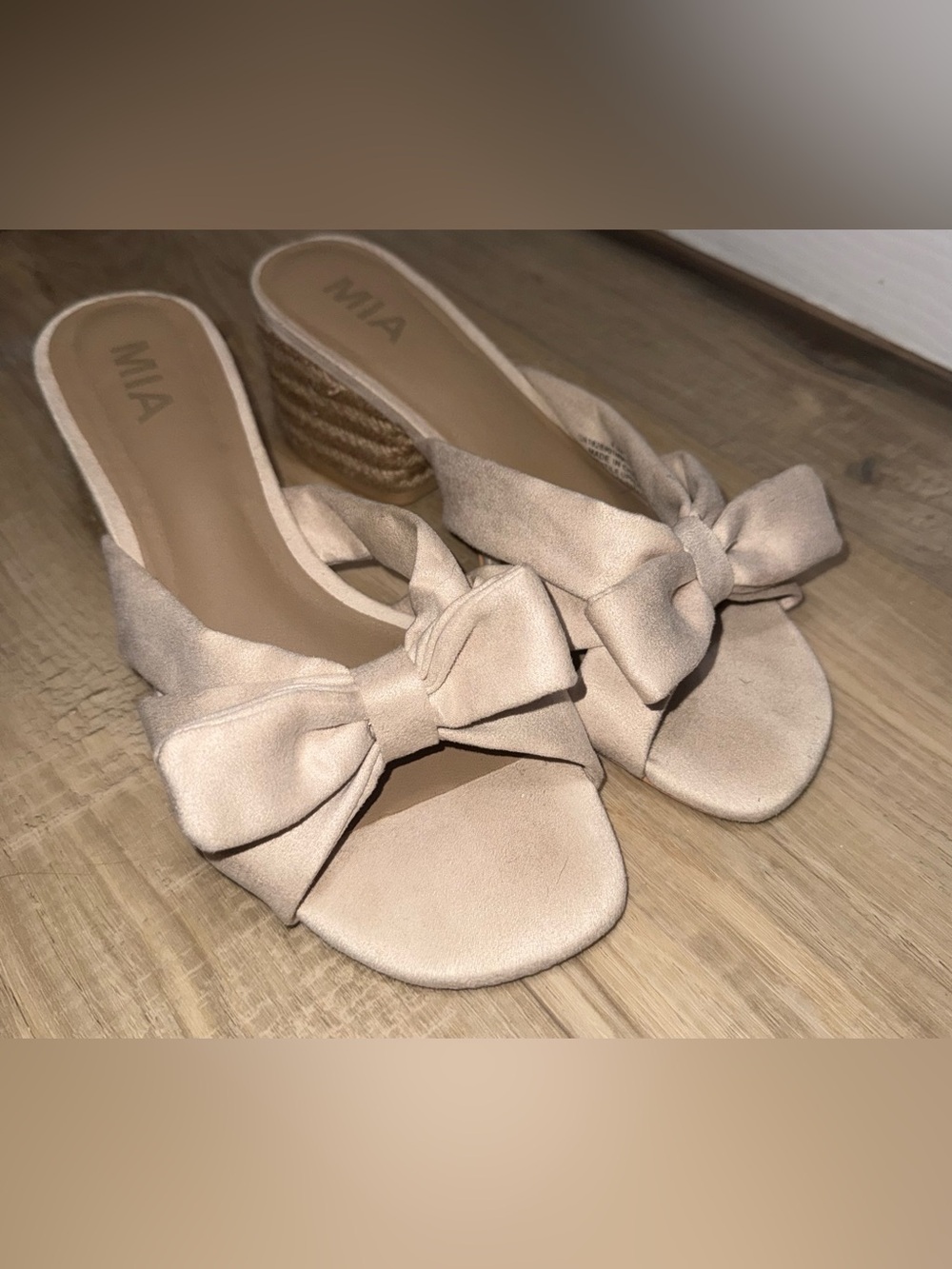 MIA Blush Bow Slide Clog Sandals